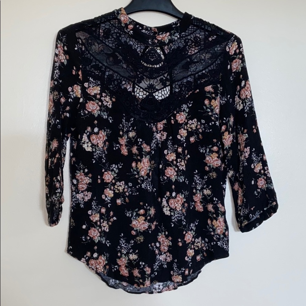 black floral blouse